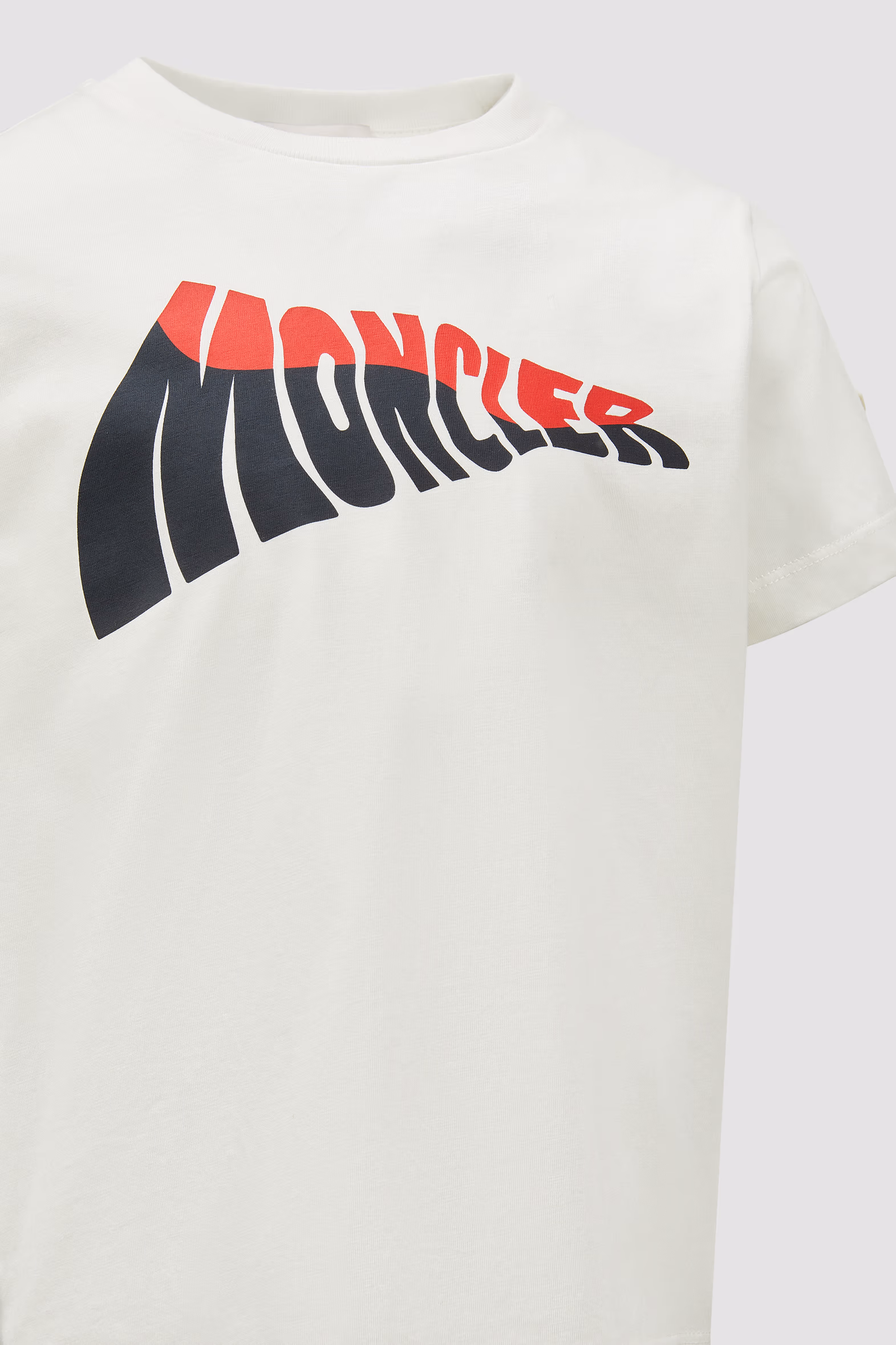 Wave Logo Cotton T-Shirt Boy White Moncler 3